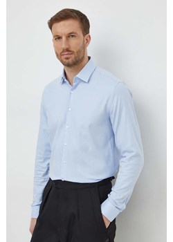 Calvin Klein koszula męska kolor niebieski slim z kołnierzykiem klasycznym ze sklepu ANSWEAR.com w kategorii Koszule męskie - zdjęcie 168740579