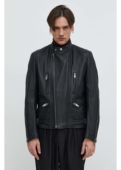 HUGO kurtka skórzana męska kolor czarny przejściowa ze sklepu ANSWEAR.com w kategorii Kurtki męskie - zdjęcie 168740688