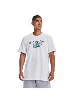 Męski t-shirt z nadrukiem Under Armour  Curry Trolly Heavyweight Short Sleeve - biały ze sklepu Sportstylestory.com w kategorii T-shirty męskie - zdjęcie 168742018
