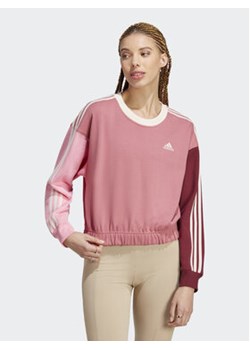 adidas Bluza Essentials 3-Stripes Crop Sweatshirt IC9875 Różowy Loose Fit ze sklepu MODIVO w kategorii Bluzy damskie - zdjęcie 168746636