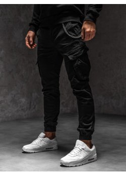 Czarne spodnie materiałowe joggery bojówki męskie Denley SK850B ze sklepu Denley w kategorii Spodnie męskie - zdjęcie 168748619