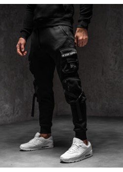 Czarne bojówki spodnie męskie joggery dresowe Denley HSS017B ze sklepu Denley w kategorii Spodnie męskie - zdjęcie 168748627