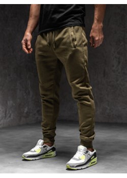 Spodnie męskie joggery dresowe khaki Denley XW01-C ze sklepu Denley w kategorii Spodnie męskie - zdjęcie 168748646