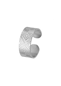 Gruba srebrna regulowana obrączka w aztecki wzór ze stali ze sklepu manoki.pl w kategorii Pierścionki - zdjęcie 168750168