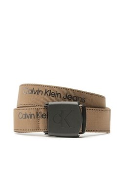 Calvin Klein Jeans Pasek Męski Plaque Logo Webbing Belt 38Mm K50K510473 Khaki ze sklepu MODIVO w kategorii Paski męskie - zdjęcie 168754295
