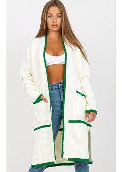 Długi kardigan damski ecru LC-SW-0340.42P, Kolor ecru-zielony, Rozmiar one size, Rue Paris ze sklepu Primodo w kategorii Swetry damskie - zdjęcie 168755069