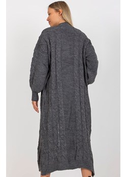 Długi kardigan damski w warkocze ciemnoszary LC-SW-8032.34P, Kolor ciemnoszary, Rozmiar one size, Rue Paris ze sklepu Primodo w kategorii Swetry damskie - zdjęcie 168755088