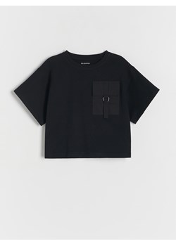 Reserved - T-shirt z kieszenią - czarny ze sklepu Reserved w kategorii Bluzki dziewczęce - zdjęcie 168758966
