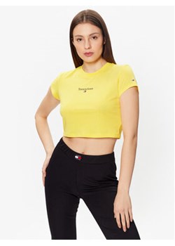 Tommy Jeans T-Shirt Essential Logo DW0DW15444 Żółty Cropped Fit ze sklepu MODIVO w kategorii Bluzki damskie - zdjęcie 168766978