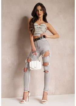 Szare Jeansy Skinny z Dziurami i Przetarciami Cihy ze sklepu Renee odzież w kategorii Jeansy damskie - zdjęcie 168771469