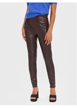 Vero Moda Spodnie z imitacji skóry Lana 10269992 Brązowy Slim Fit ze sklepu MODIVO w kategorii Spodnie damskie - zdjęcie 168773128