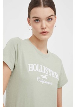 Hollister Co. t-shirt bawełniany damski kolor zielony ze sklepu ANSWEAR.com w kategorii Bluzki damskie - zdjęcie 168775506