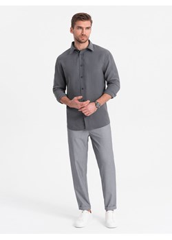 Spodnie męskie chino z gumką w pasie - szare V2 OM-PACP-0157 ze sklepu ombre w kategorii Spodnie męskie - zdjęcie 168777506