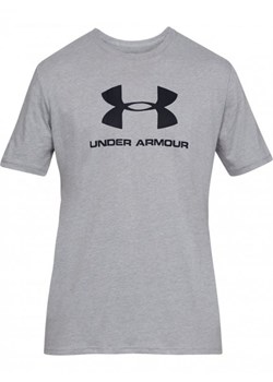 Męski t-shirt z nadrukiem UNDER ARMOUR SPORTSTYLE LOGO SS - szary ze sklepu Sportstylestory.com w kategorii T-shirty męskie - zdjęcie 168786456