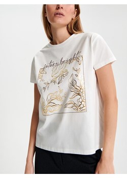 Sinsay - Koszulka z nadrukiem - kremowy ze sklepu Sinsay w kategorii Bluzki damskie - zdjęcie 168798757