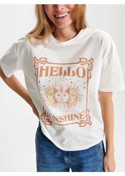 Sinsay - Koszulka z nadrukiem - kremowy ze sklepu Sinsay w kategorii Bluzki damskie - zdjęcie 168798759
