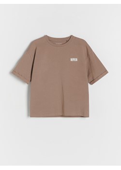 Reserved - T-shirt oversize z naszywką - brązowy ze sklepu Reserved w kategorii T-shirty chłopięce - zdjęcie 168810616