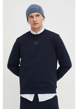 HUGO bluza bawełniana męska kolor granatowy gładka 50505018 ze sklepu ANSWEAR.com w kategorii Bluzy męskie - zdjęcie 168812817