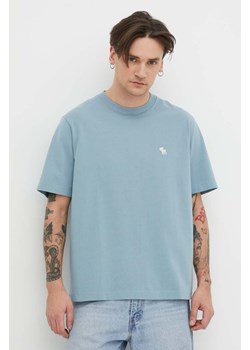 Abercrombie &amp; Fitch t-shirt bawełniany męski kolor niebieski gładki ze sklepu ANSWEAR.com w kategorii T-shirty męskie - zdjęcie 168813469