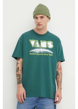 Vans t-shirt bawełniany męski kolor zielony z nadrukiem ze sklepu ANSWEAR.com w kategorii T-shirty męskie - zdjęcie 168813489