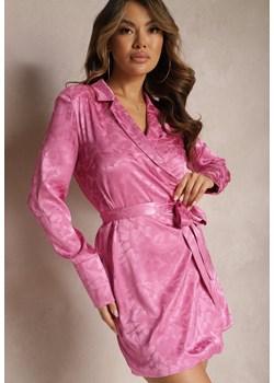 Różowa Kopertowa Sukienka Mini Wiązana w Pasie Wilera ze sklepu Renee odzież w kategorii Sukienki - zdjęcie 168814736