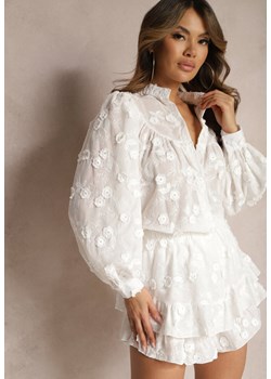 Biała Haftowana Koszula z Bawełny z Guzikami Giriana ze sklepu Renee odzież w kategorii Koszule damskie - zdjęcie 168814786