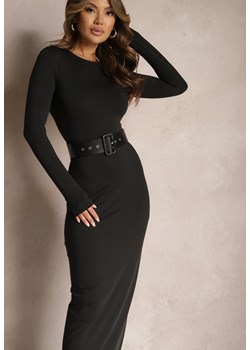 Czarna Sukienka Maxi o Dopasowanym Kroju z Okrągłym Dekoltem Merilin ze sklepu Renee odzież w kategorii Sukienki - zdjęcie 168814939