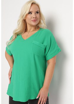 Zielona Bawełniana Bluzka z Kieszonką na Boku Quilea ze sklepu Born2be Odzież w kategorii Bluzki damskie - zdjęcie 168816285