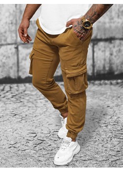 Spodnie męskie chino joggery ciemno-camelowe OZONEE NB/MP0105KSZ ze sklepu ozonee.pl w kategorii Spodnie męskie - zdjęcie 168818159
