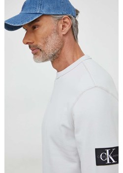 Calvin Klein Jeans bluza bawełniana męska kolor szary gładka ze sklepu ANSWEAR.com w kategorii Bluzy męskie - zdjęcie 168821579