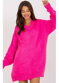 Długi sweter damski różowy LC-SW-0341.38P, Kolor różowy, Rozmiar one size ze sklepu Primodo w kategorii Sukienki - zdjęcie 168825578
