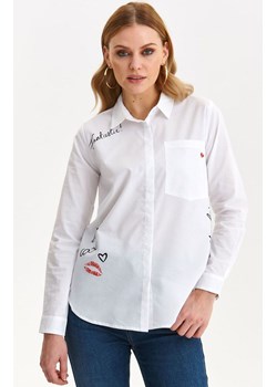 Biała koszula damska z nadrukiem SKL3488, Kolor biały-wzór, Rozmiar 34, Top Secret ze sklepu Primodo w kategorii Koszule damskie - zdjęcie 168825676