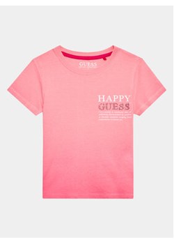 Guess T-Shirt J3YI37 K8HM4 Różowy Boxy Fit ze sklepu MODIVO w kategorii Bluzki dziewczęce - zdjęcie 168838776