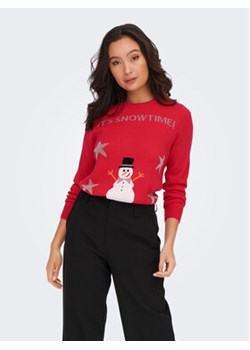 ONLY Sweter Xmas Happy 15271075 Czerwony Regular Fit ze sklepu MODIVO w kategorii Swetry damskie - zdjęcie 168840077