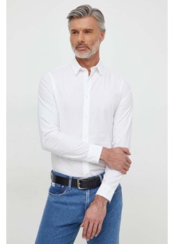 Calvin Klein Jeans koszula męska kolor beżowy slim z kołnierzykiem klasycznym ze sklepu ANSWEAR.com w kategorii Koszule męskie - zdjęcie 168841157