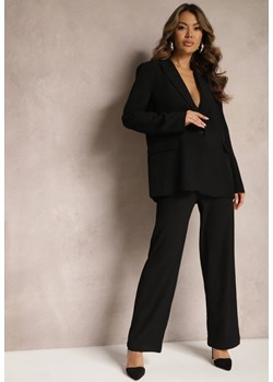 Czarne Garniturowe Spodnie z Szerokimi Nogawkami i Wysokim Stanem Herdda ze sklepu Renee odzież w kategorii Spodnie damskie - zdjęcie 168846696