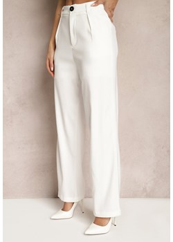 Białe Garniturowe Spodnie z Szerokimi Nogawkami i Wysokim Stanem Herdda ze sklepu Renee odzież w kategorii Spodnie damskie - zdjęcie 168846699