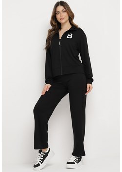 Czarny Komplet Dresowy z Bawełny z Zasuwaną Bluzą i Spodniami Tervil ze sklepu Born2be Odzież w kategorii Dresy damskie - zdjęcie 168847265
