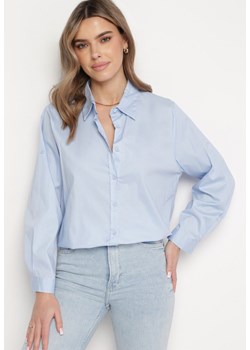 Jasnoniebieska Klasyczna Koszula z Bawełny Oversize Heriadie ze sklepu Born2be Odzież w kategorii Koszule damskie - zdjęcie 168847587