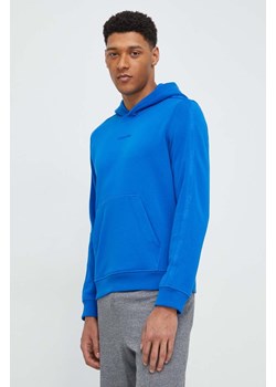 Calvin Klein Performance bluza treningowa kolor niebieski z kapturem gładka ze sklepu ANSWEAR.com w kategorii Bluzy męskie - zdjęcie 168857779