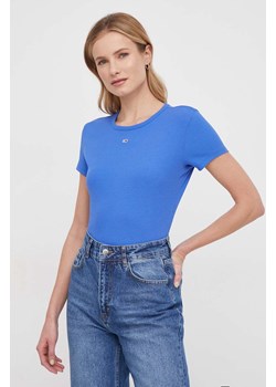 Tommy Jeans t-shirt damski kolor niebieski ze sklepu ANSWEAR.com w kategorii Bluzki damskie - zdjęcie 168857958