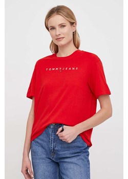 Tommy Jeans t-shirt bawełniany damski kolor czerwony ze sklepu ANSWEAR.com w kategorii Bluzki damskie - zdjęcie 168858015
