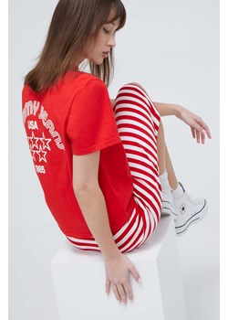 Tommy Jeans t-shirt bawełniany damski kolor czerwony DW0DW17831 ze sklepu ANSWEAR.com w kategorii Bluzki damskie - zdjęcie 168858067