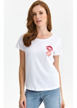 Bawełniany t-shirt damski SPO6103, Kolor biały, Rozmiar 36, Top Secret ze sklepu Primodo w kategorii Bluzki damskie - zdjęcie 168925789