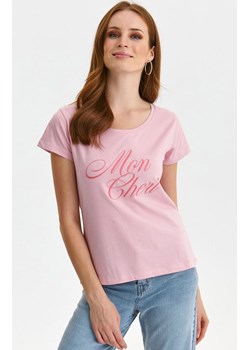 Różowy t-shirt z napisem SPO6105, Kolor różowy, Rozmiar 34, Top Secret ze sklepu Primodo w kategorii Bluzki damskie - zdjęcie 168925798