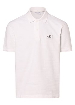 Calvin Klein Jeans Męska koszulka polo Mężczyźni Bawełna biały jednolity ze sklepu vangraaf w kategorii T-shirty męskie - zdjęcie 168928325
