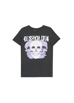 Cropp - Ciemnoszara koszulka z czaszkami - szary ze sklepu Cropp w kategorii Bluzki damskie - zdjęcie 168929336