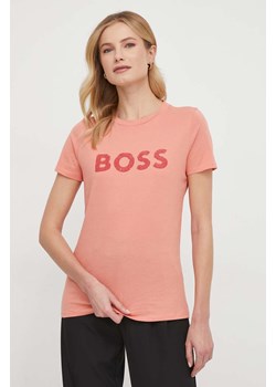 Boss Orange t-shirt bawełniany BOSS ORANGE damski kolor czerwony 50501139 ze sklepu ANSWEAR.com w kategorii Bluzki damskie - zdjęcie 168936056