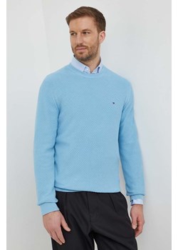 Tommy Hilfiger sweter bawełniany kolor niebieski ze sklepu ANSWEAR.com w kategorii Swetry męskie - zdjęcie 168940496
