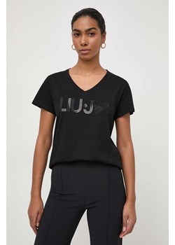 Liu Jo t-shirt bawełniany kolor czarny ze sklepu ANSWEAR.com w kategorii Bluzki damskie - zdjęcie 168941078